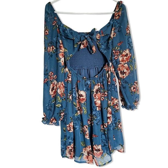 Speechless Peasant Dress Womens Small Puff Sleeve Floral Dress Feminine Preppy - Picture 3 of 11